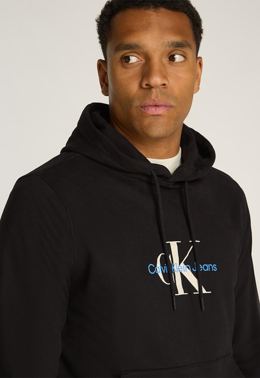 Calvin Klein - Distressed Monologo Hoodie - Ck Black