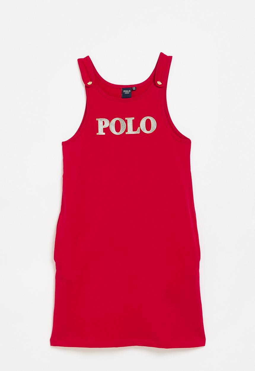 POLO - Girls terri pinafore - red