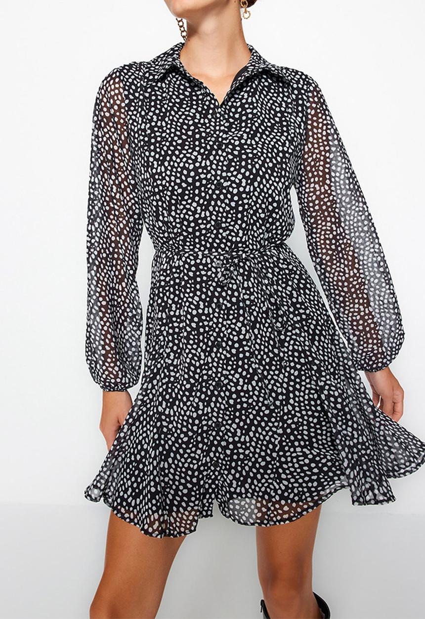 Trendyol - Voluminous shirt dress - black