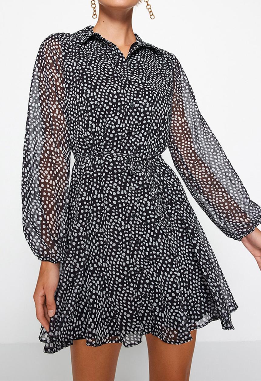 Trendyol - Voluminous shirt dress - black