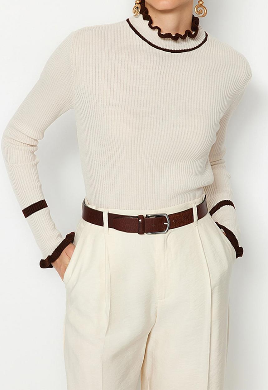 Trendyol - Stone colour block sweater - stone