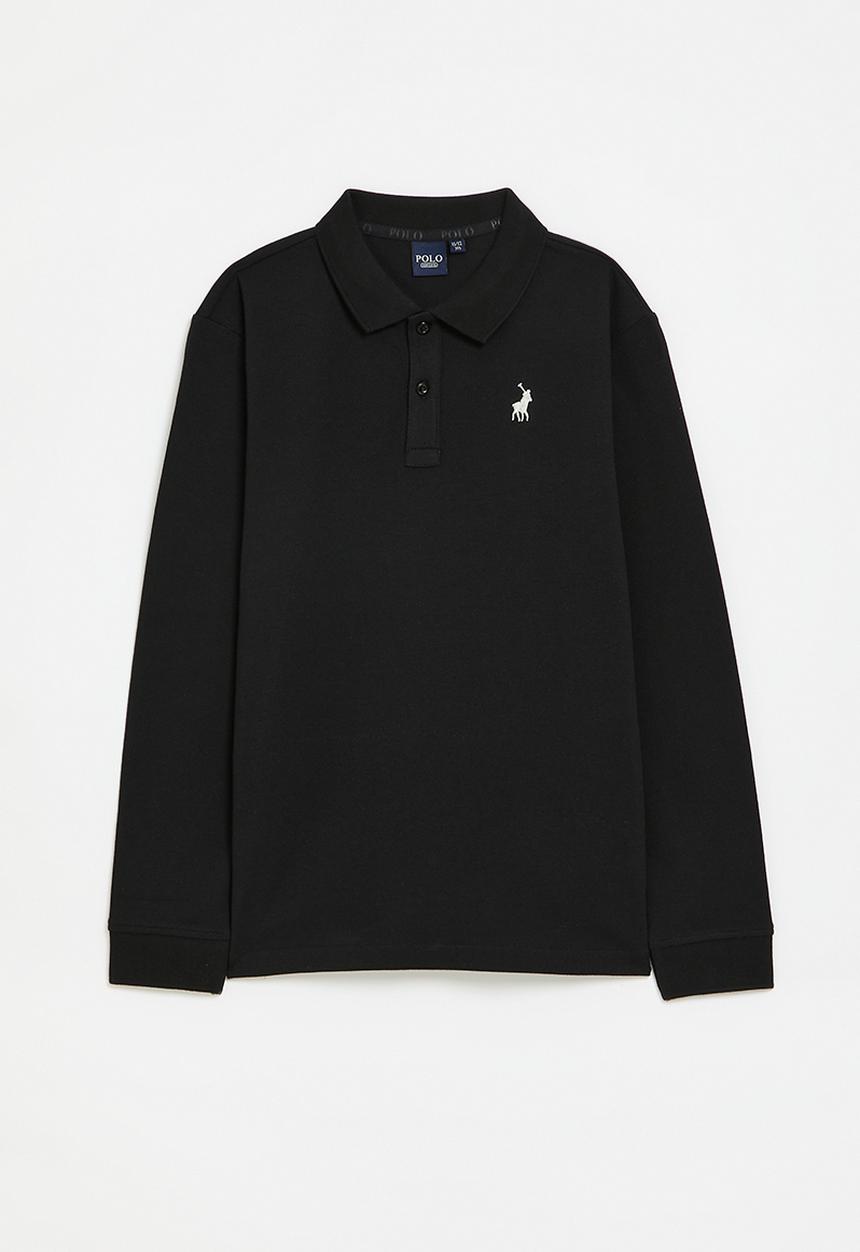 POLO - Boys robert long sleeve golfer - black