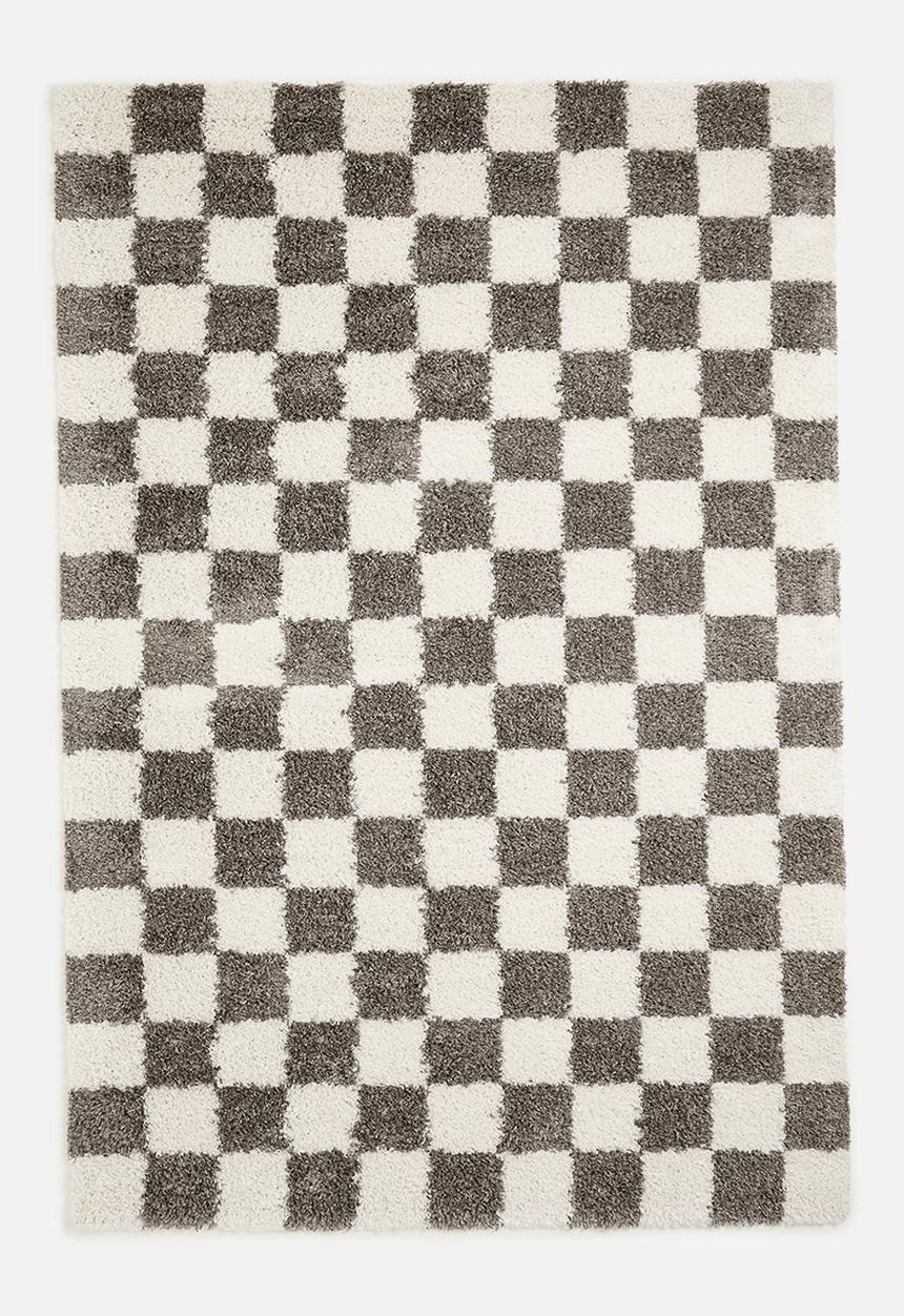 Fotakis - Shaggy Checkered Rug - Charcoal