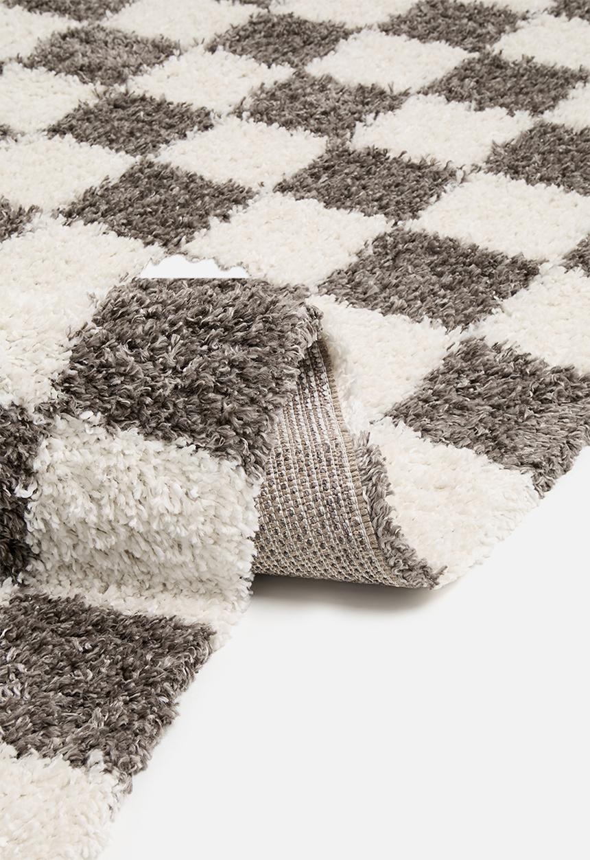 Fotakis - Shaggy Checkered Rug - Charcoal