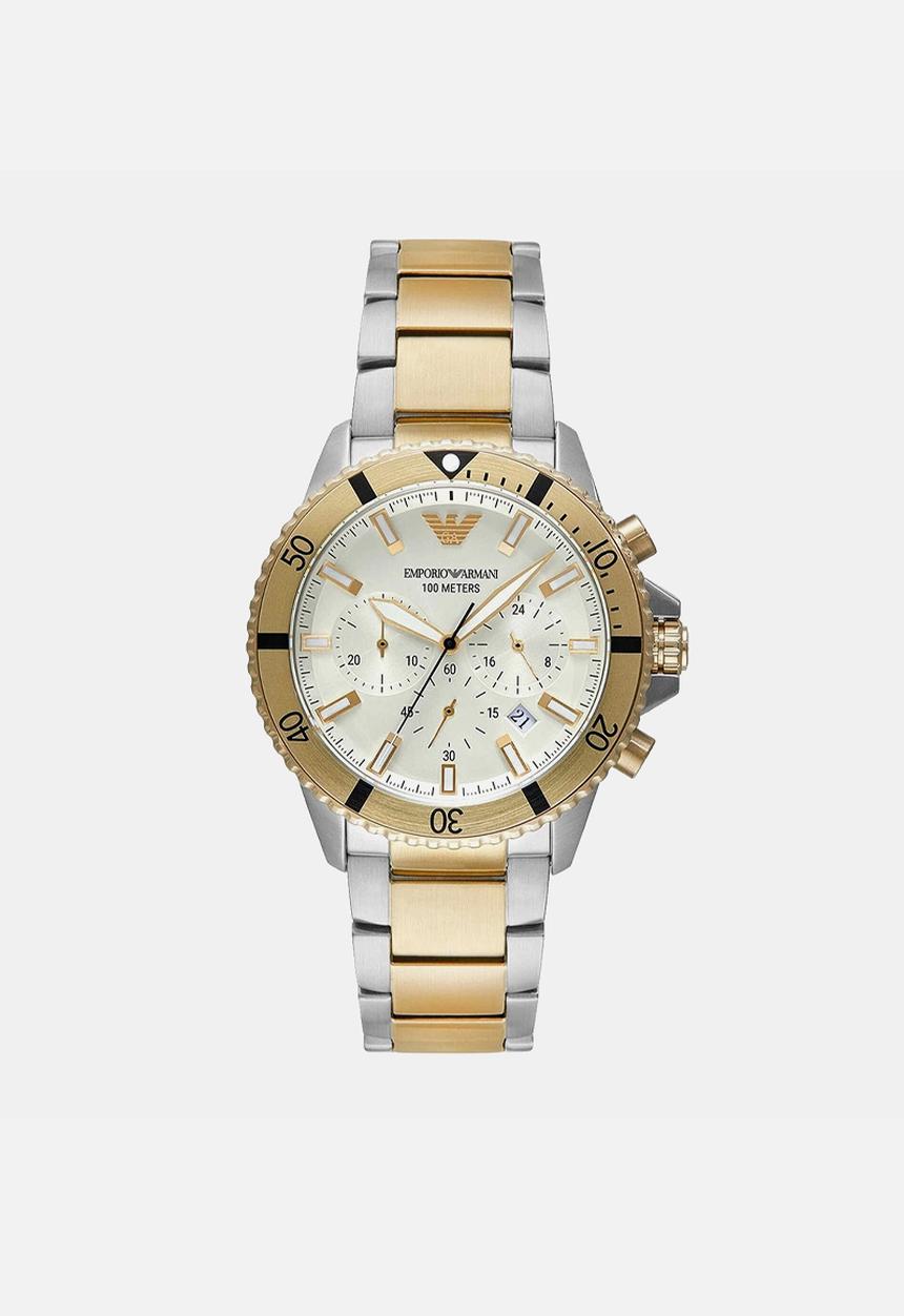 Armani - Emporio armani men's diver chronograph stainless steel watch - silver