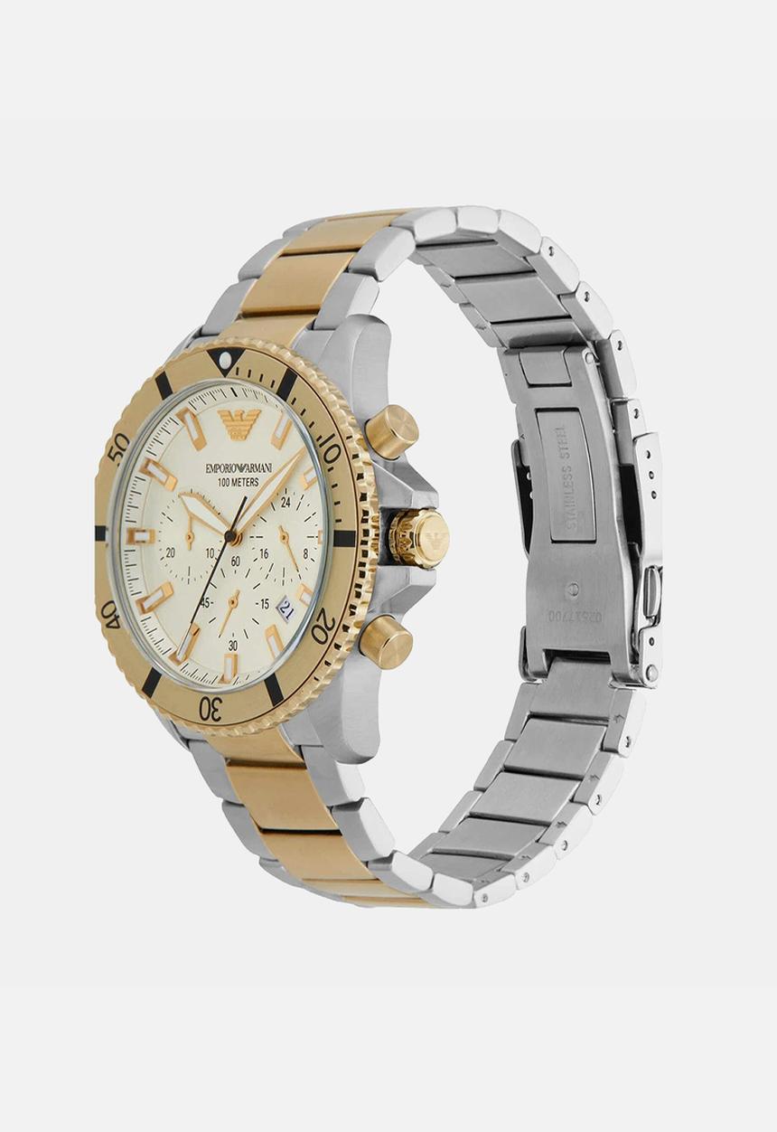 Armani - Emporio armani men's diver chronograph stainless steel watch - silver