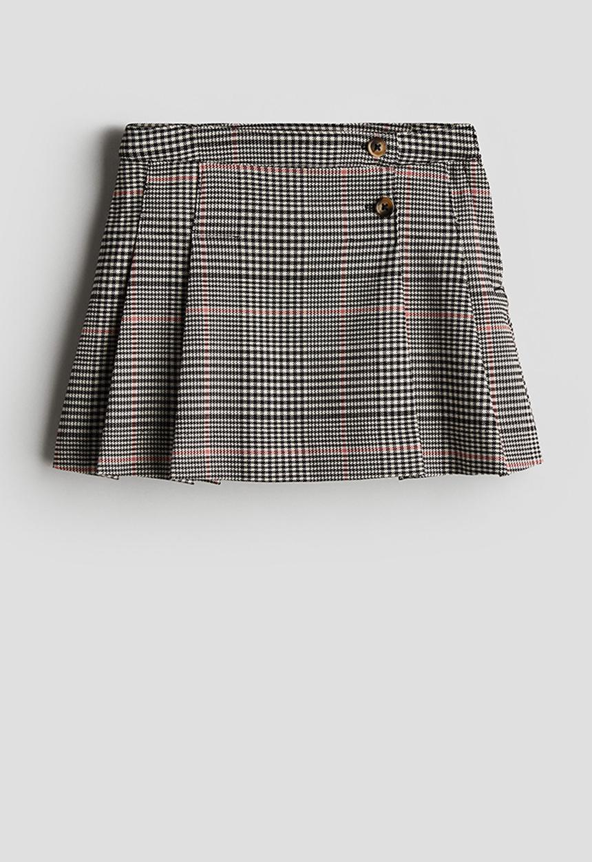 H&M - Pleated skirt - beige checked