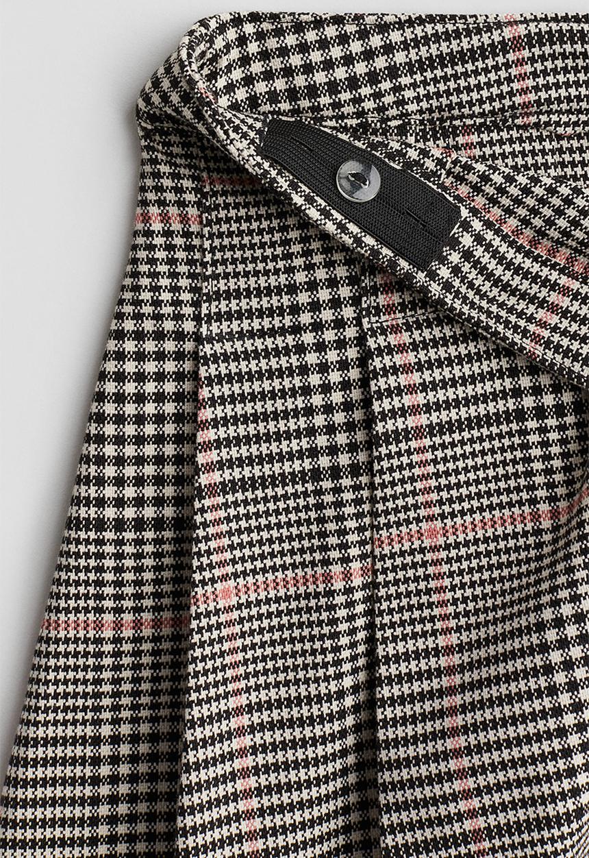 H&M - Pleated skirt - beige checked