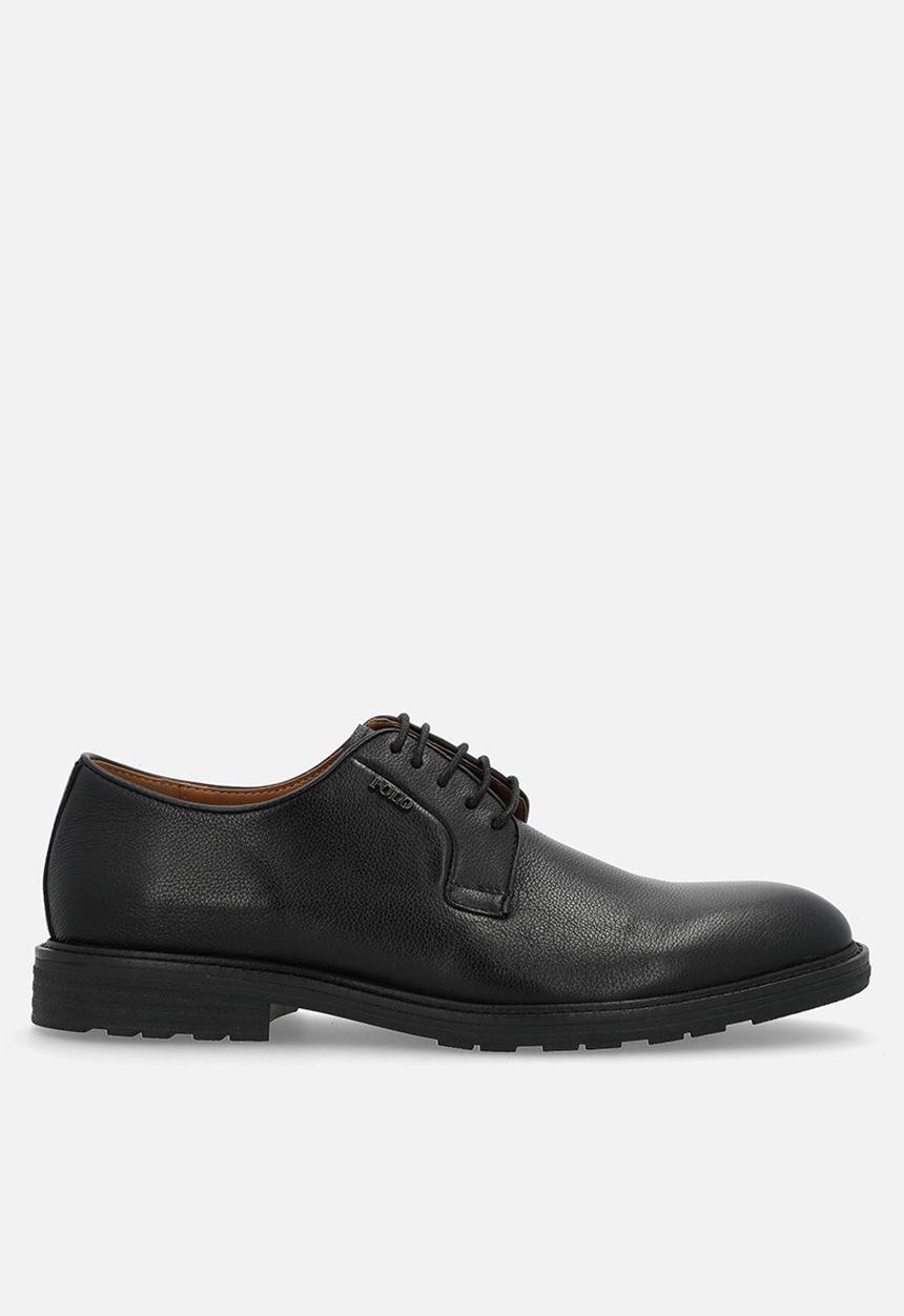 POLO - Textured gibson lace up - black