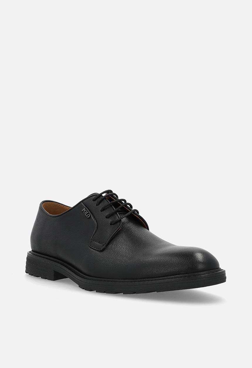 POLO - Textured gibson lace up - black