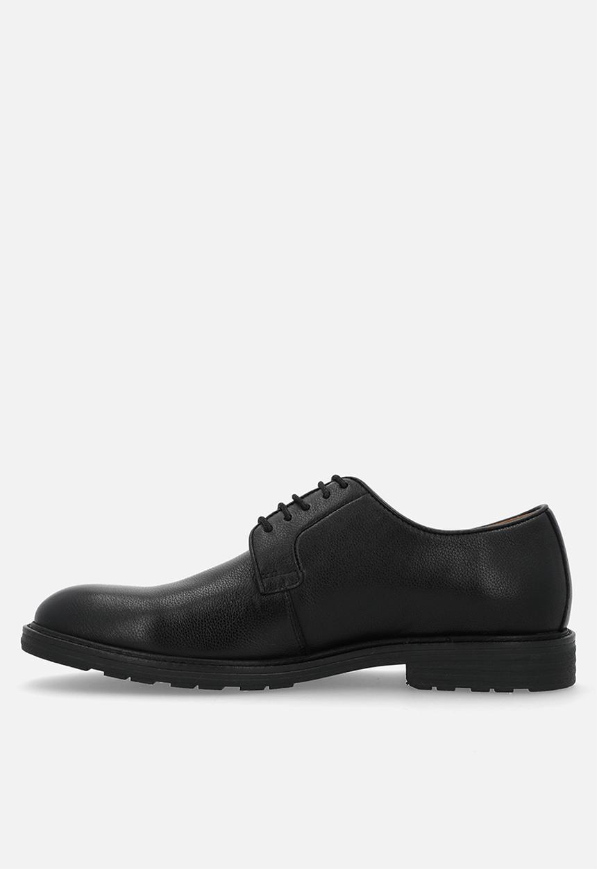 POLO - Textured gibson lace up - black