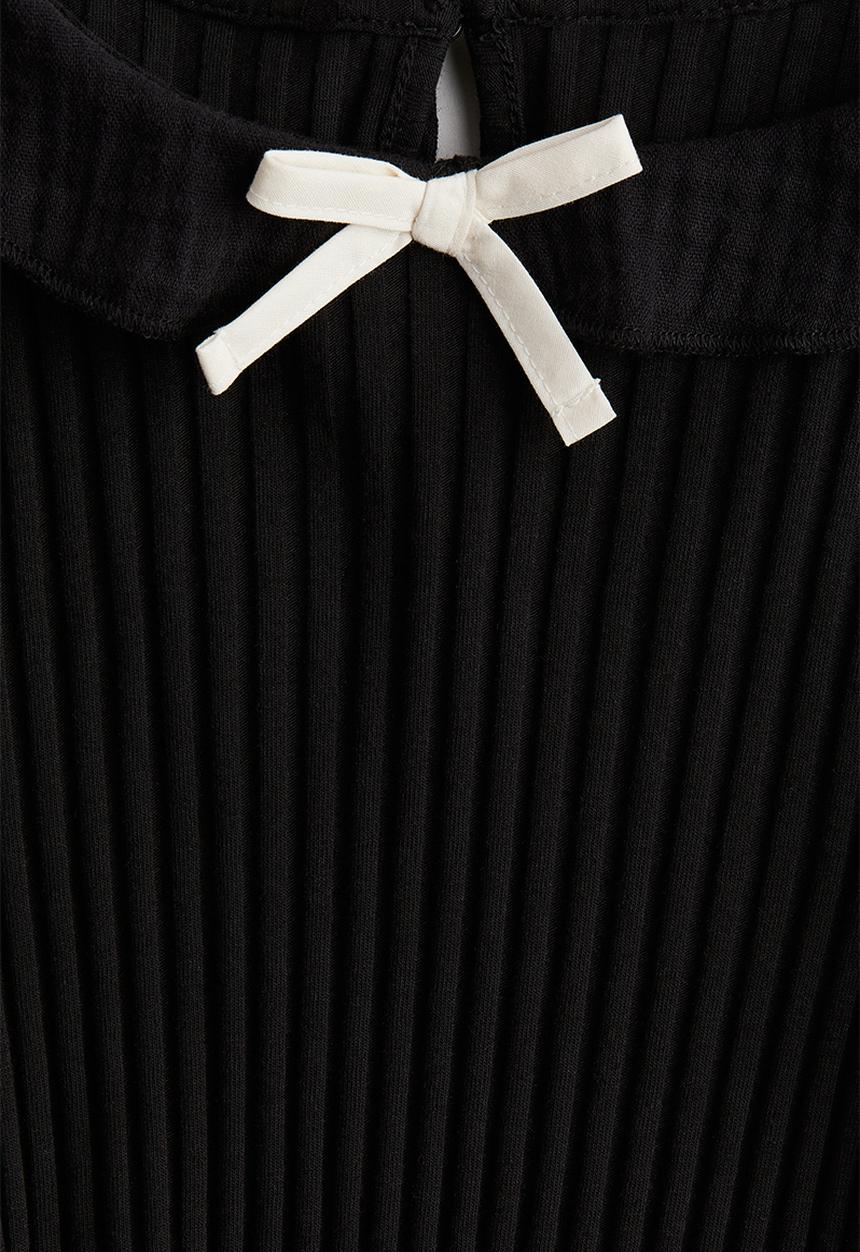 H&M - Collared rib-knit top - black