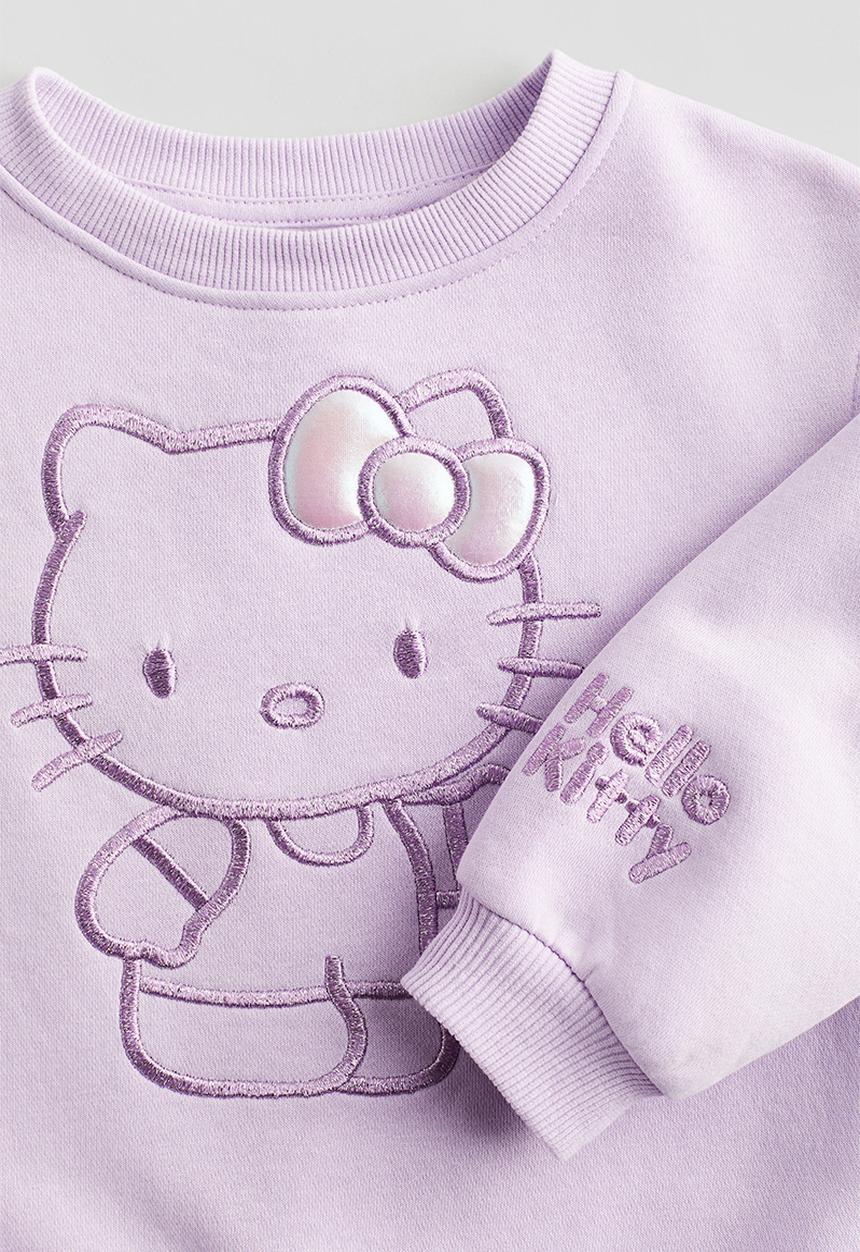 H&M - Motif-detail sweatshirt - light purple hello kitty