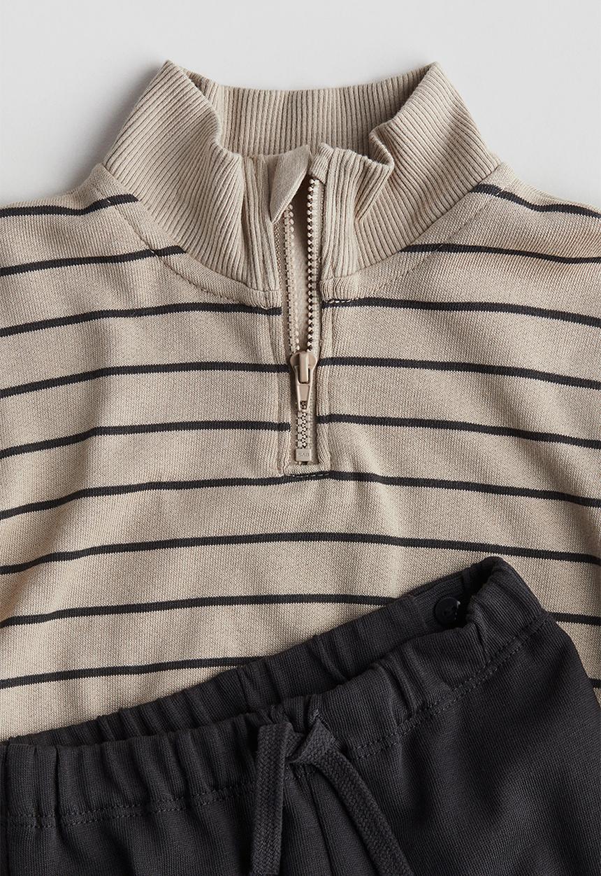H&M - 2 piece cotton set - beige striped
