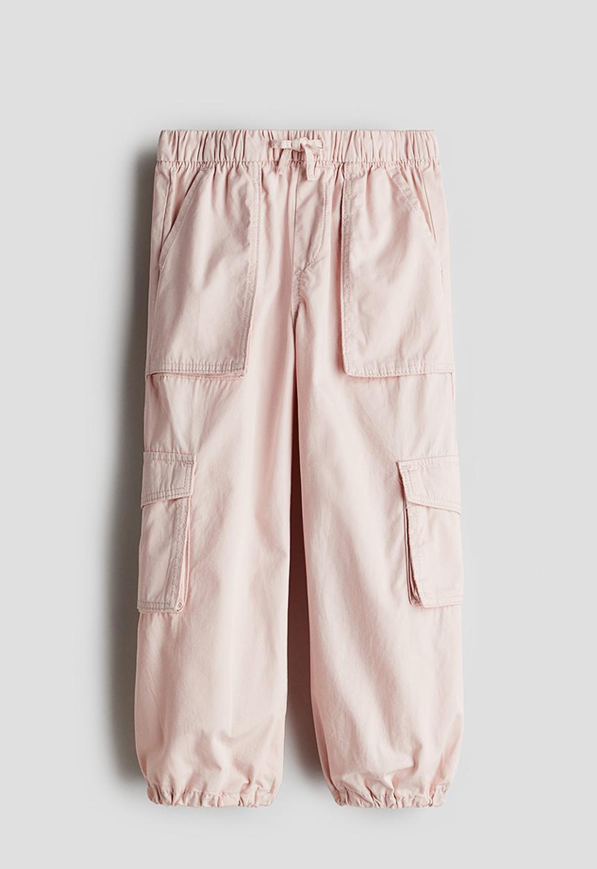 H&M - Cotton cargo joggers - light pink 