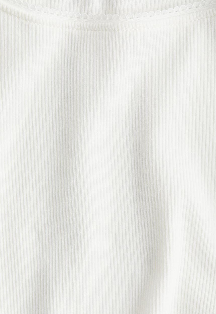 H&M - Picot-trimmed ribbed top - natural white
