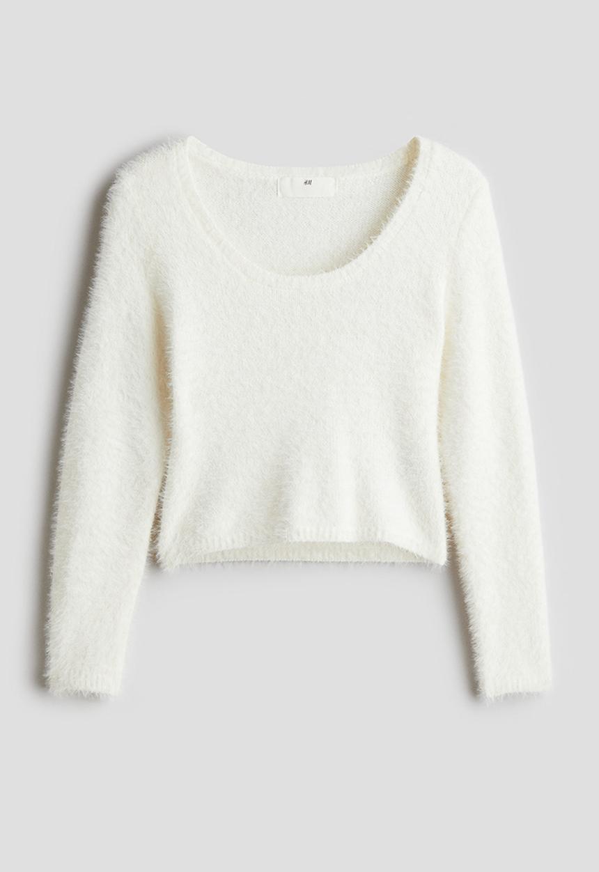 H&M - Fluffy-knit jumper - white