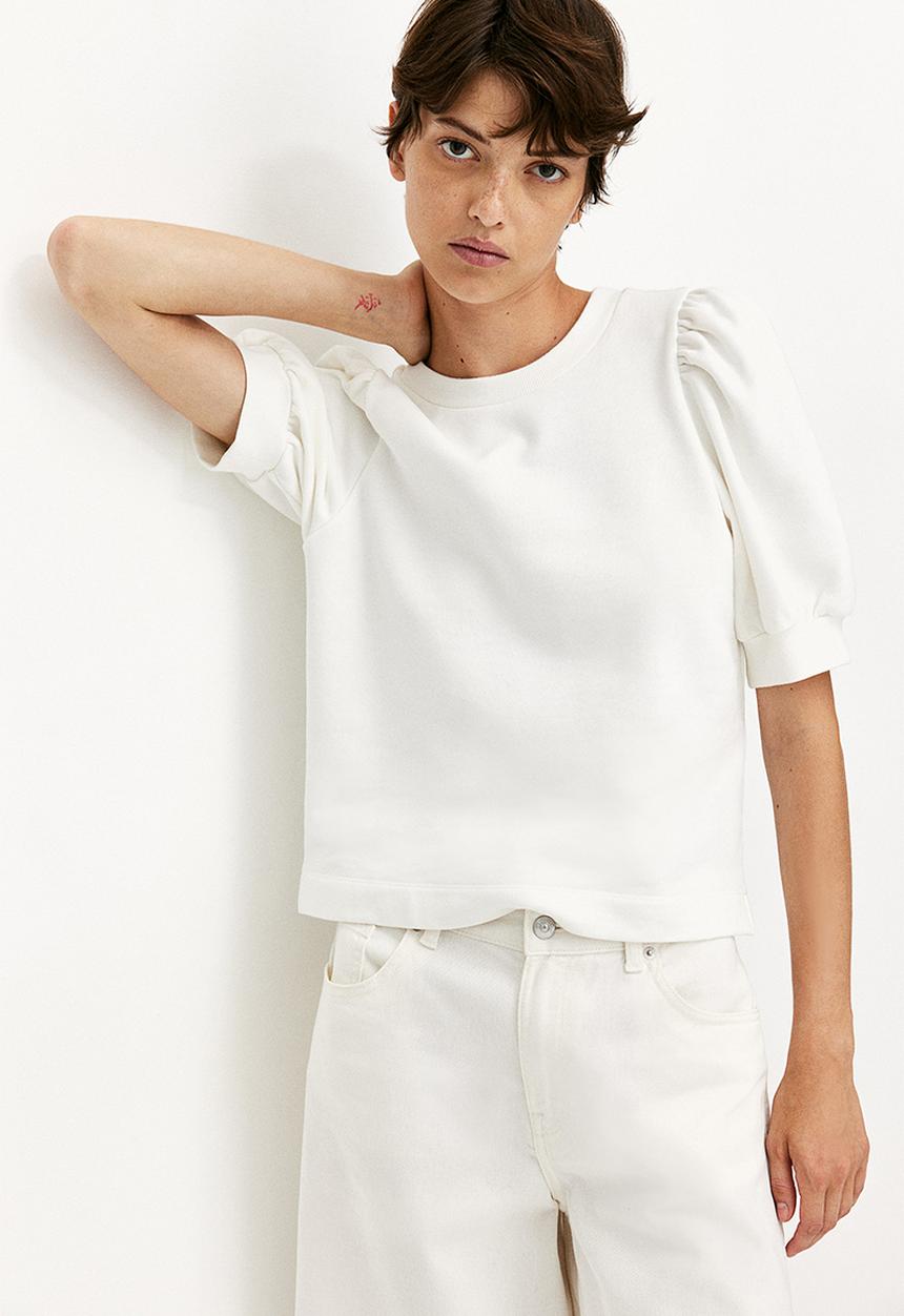 H&M - Puff-sleeved top - white