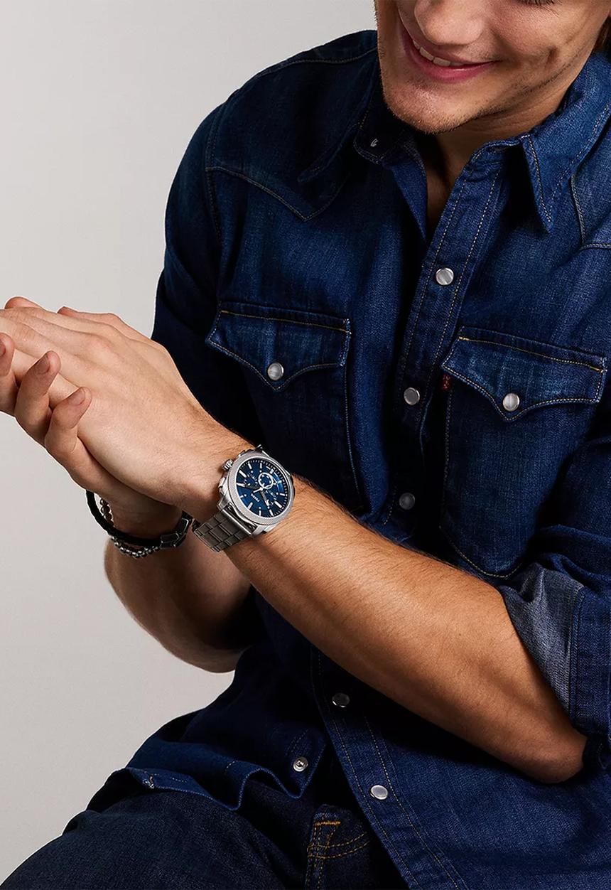 Fossil - Fossil mens machine chronograph stainless steel watch - silver