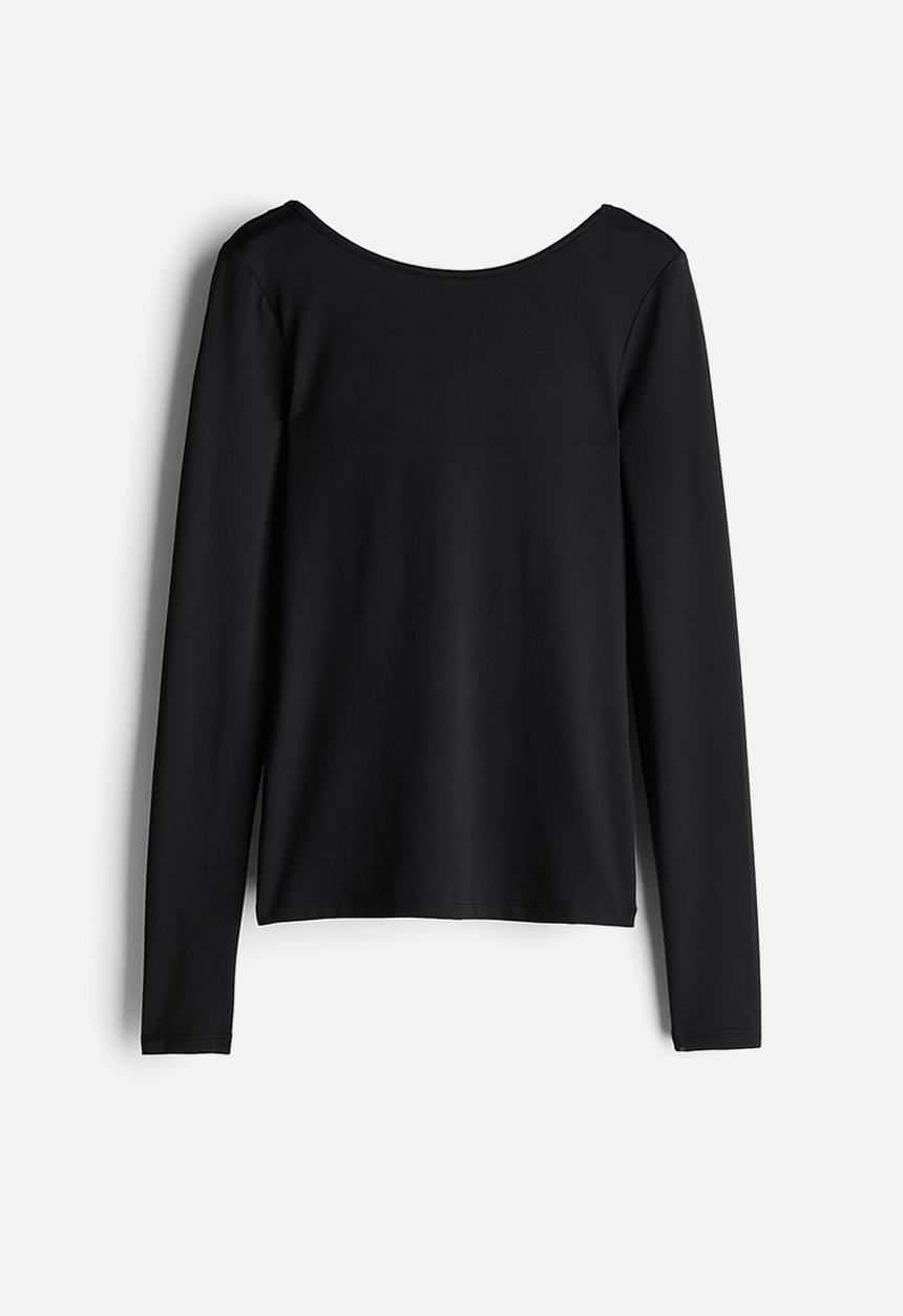 H&M - Scoop-back microfibre top - black
