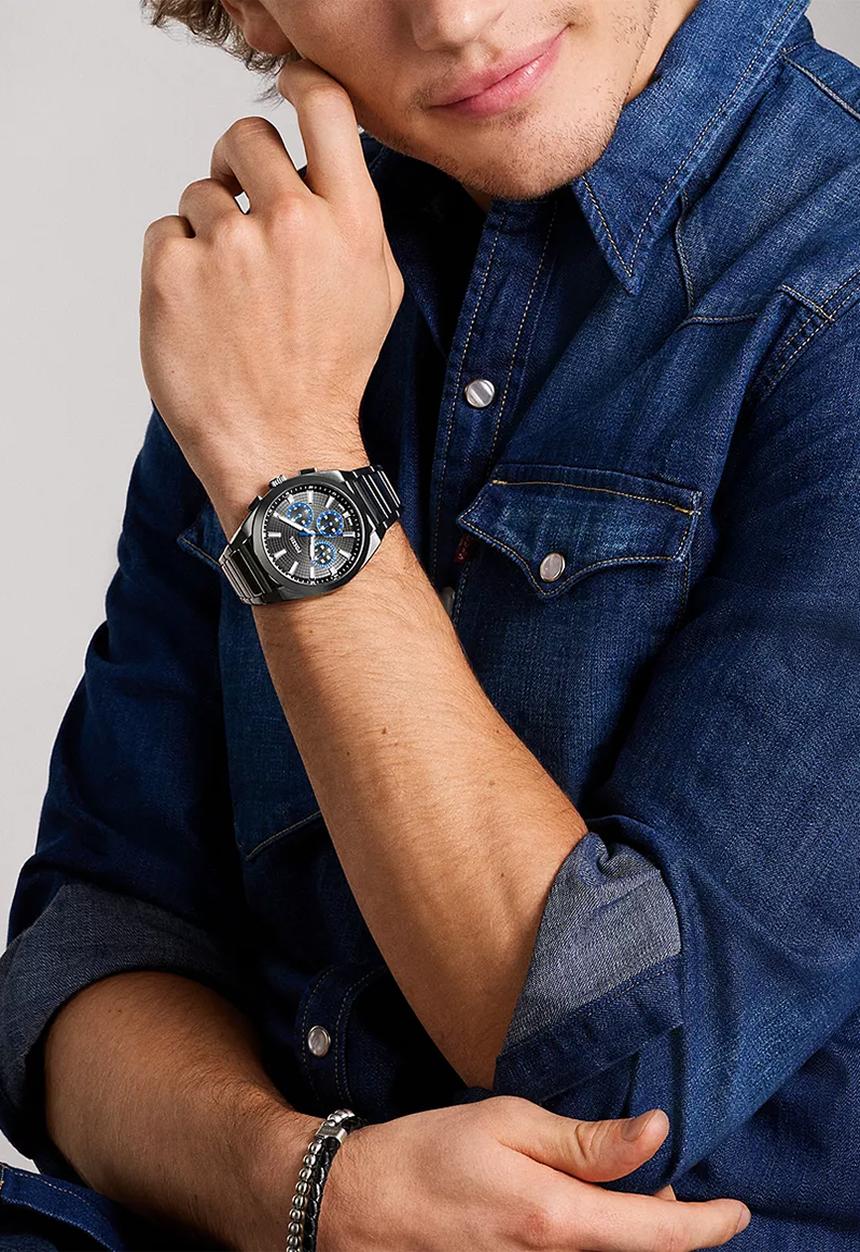 Fossil - Fossil mens everett chronograph stainless steel watch - black