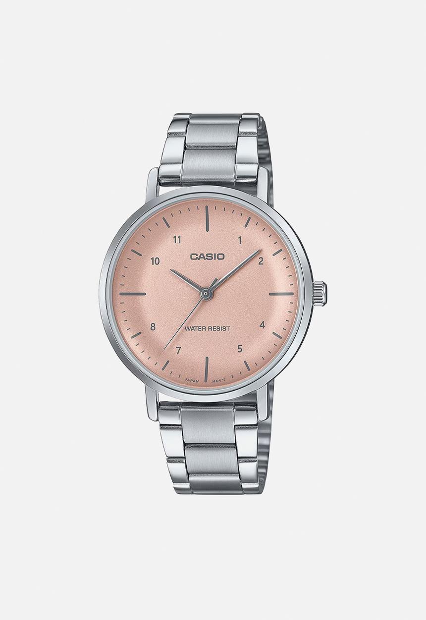 Casio - Analog pink case band - pink & silver