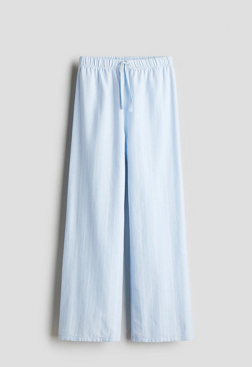 H&M - Flannel pyjama bottoms - light blue striped