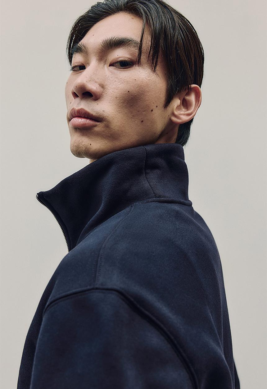 H&M - Regular fit zip-top sweatshirt - navy blue