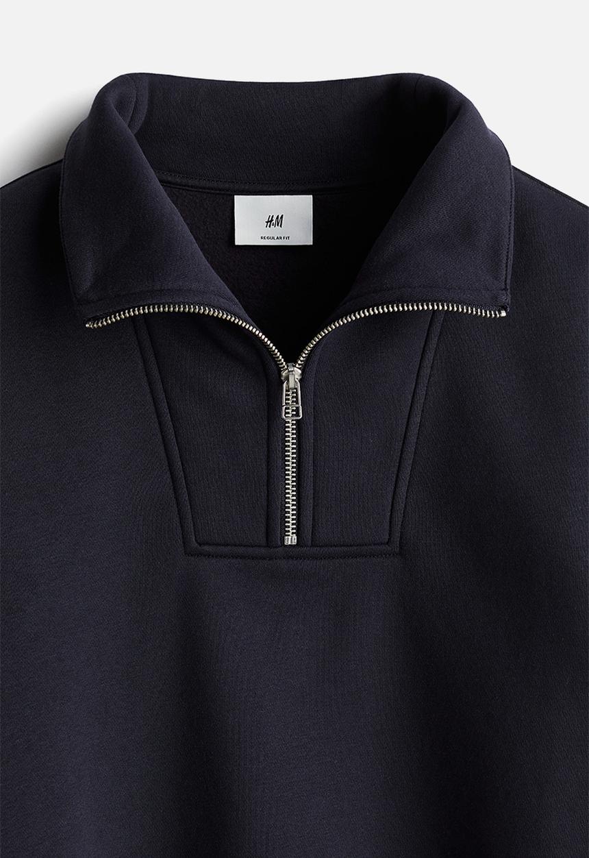 H&M - Regular fit zip-top sweatshirt - navy blue