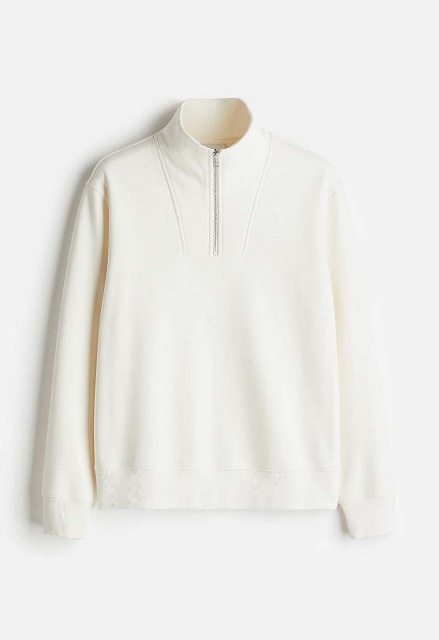 H&M - Regular fit zip-top sweatshirt - cream
