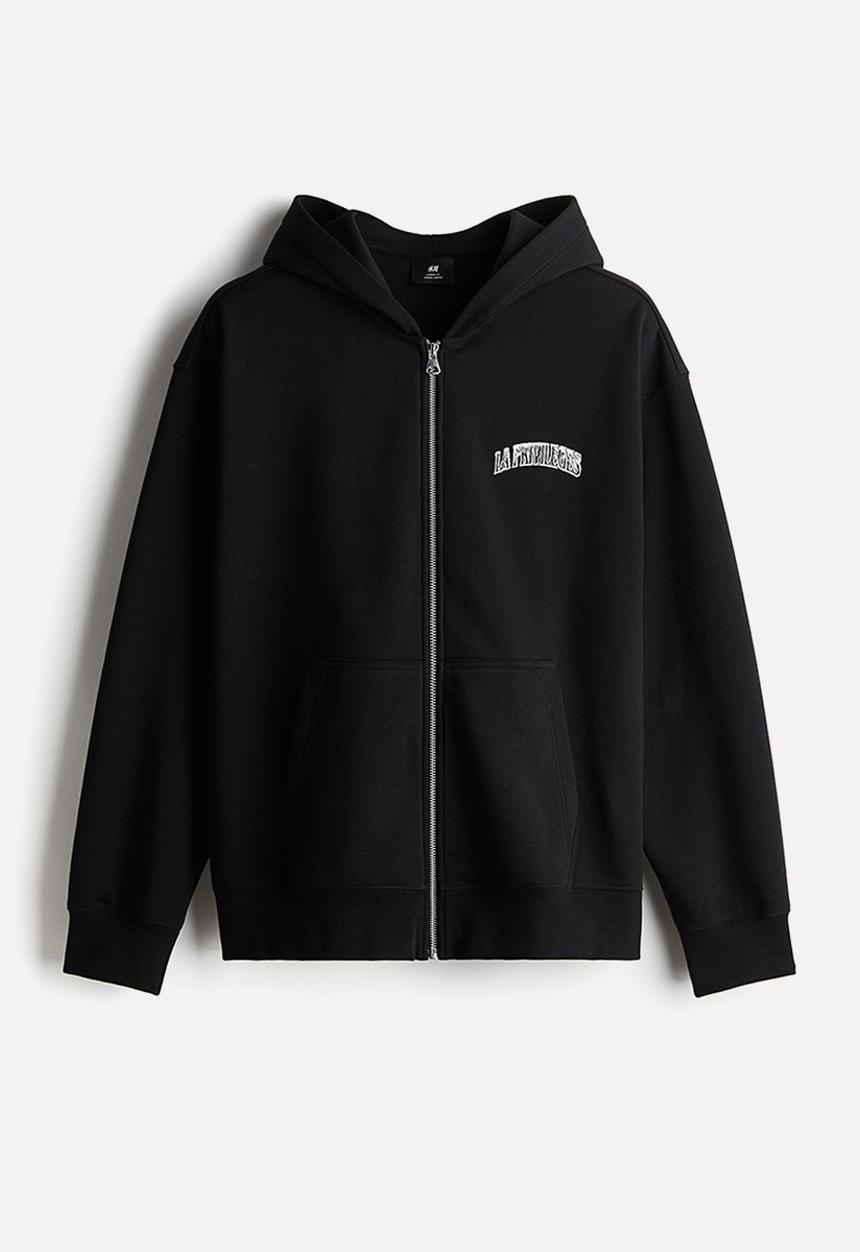 Relaxed fit zip-through hoodie - black/la privileges - 1199888009