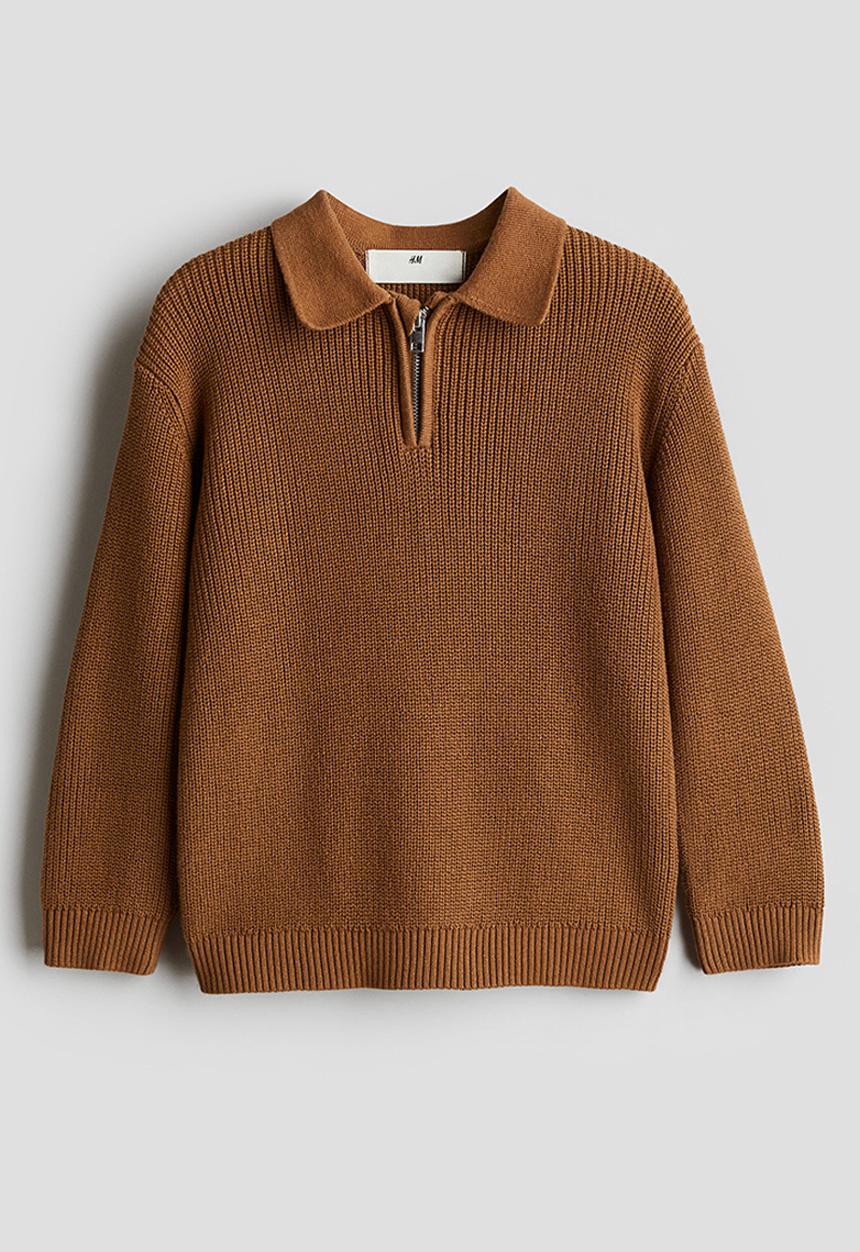 H&M - Zip-top polo jumper - brown