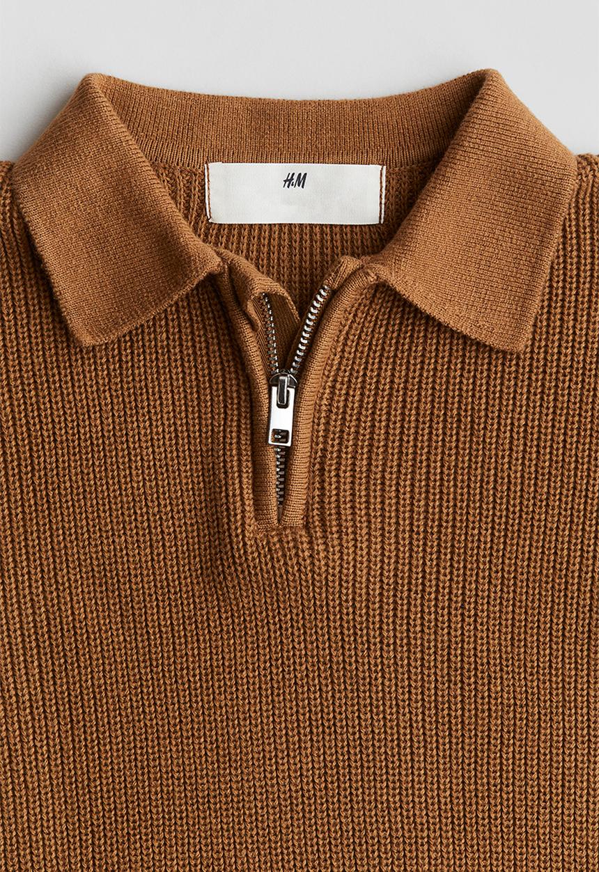 H&M - Zip-top polo jumper - brown