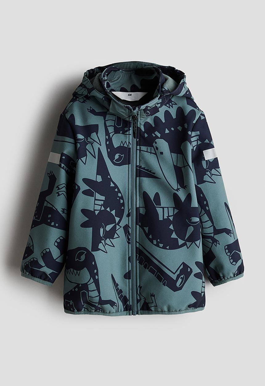 H&M - Water-resistant softshell jacket - turquoise/dinosaurs