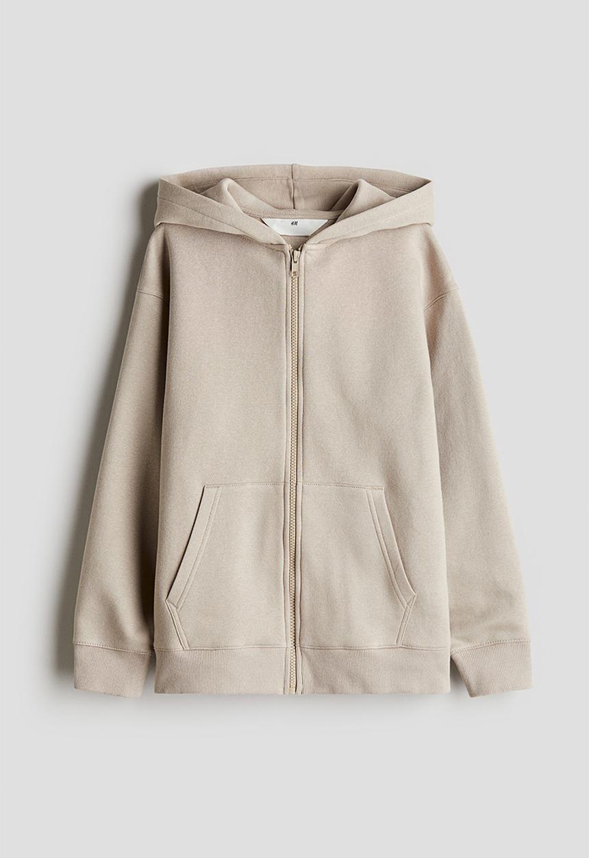 H&M - Zip-through hoodie - light beige