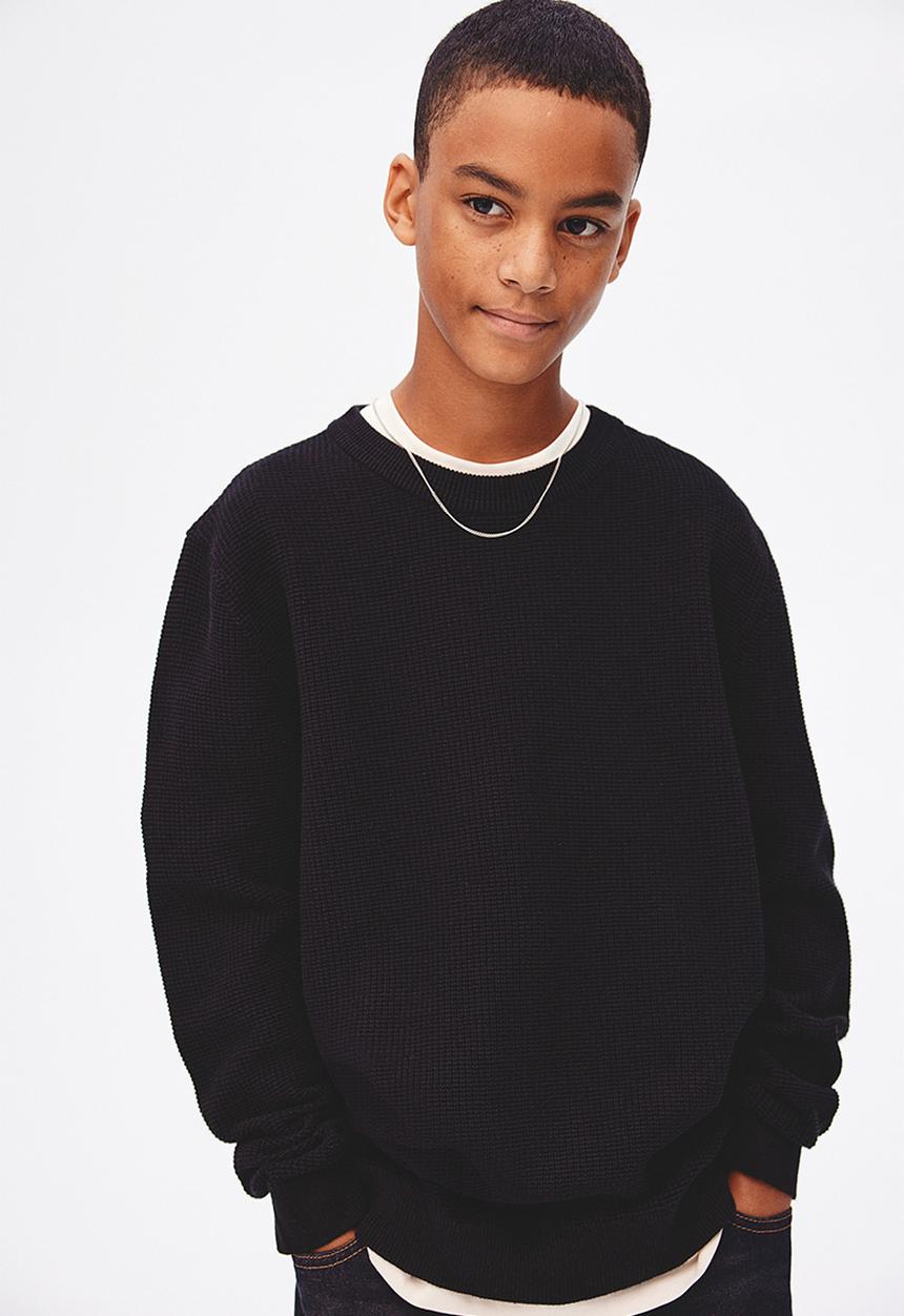 H&M - Textured-knit jumper - black
