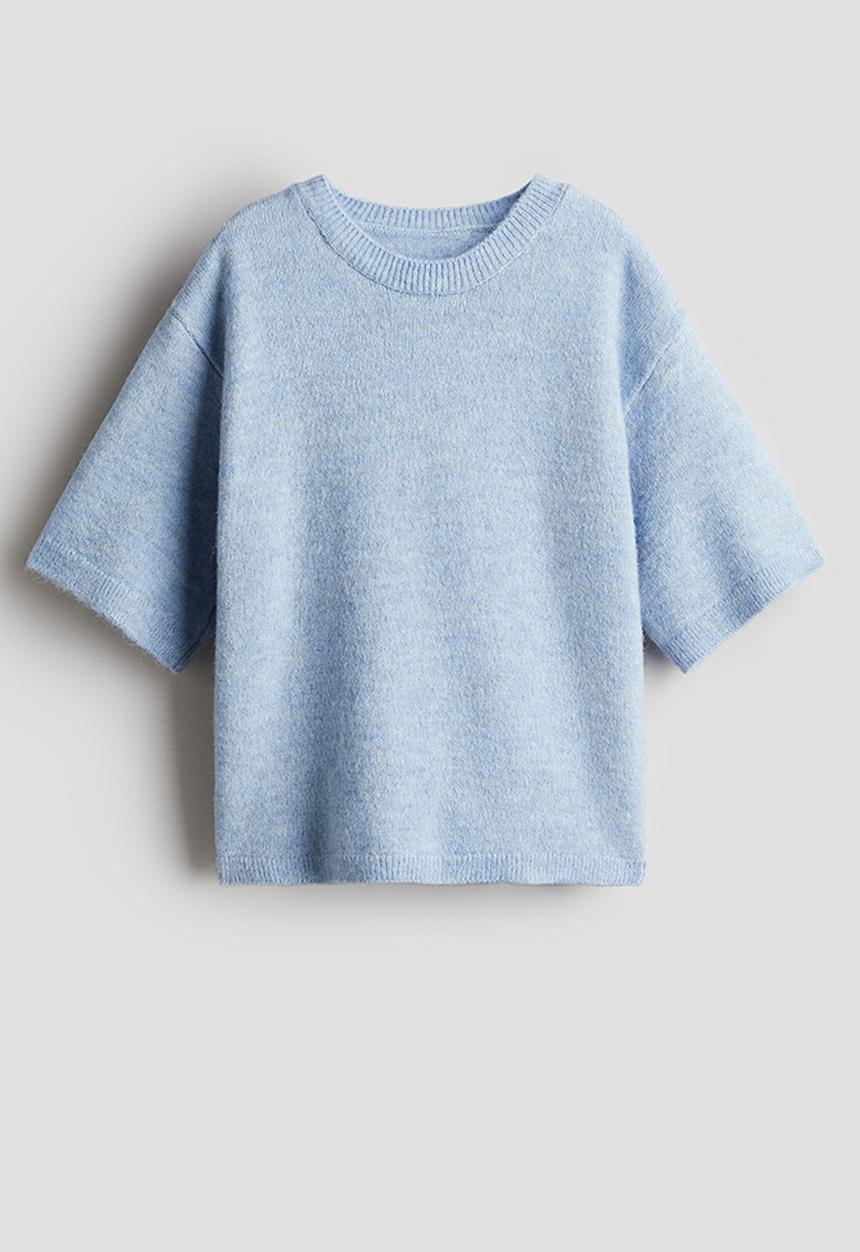 H&M - Knitted t-shirt - light blue