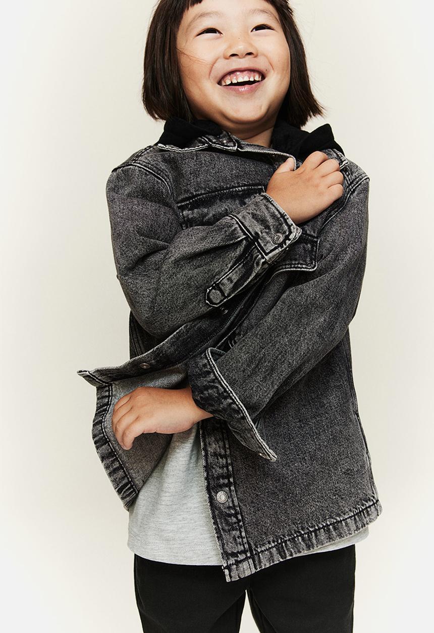 H&M - Hooded denim overshirt - grey & black
