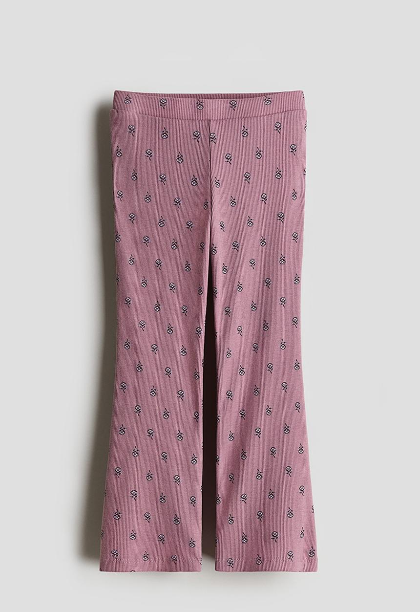 H&M - Flared leggings - dark pink/floral