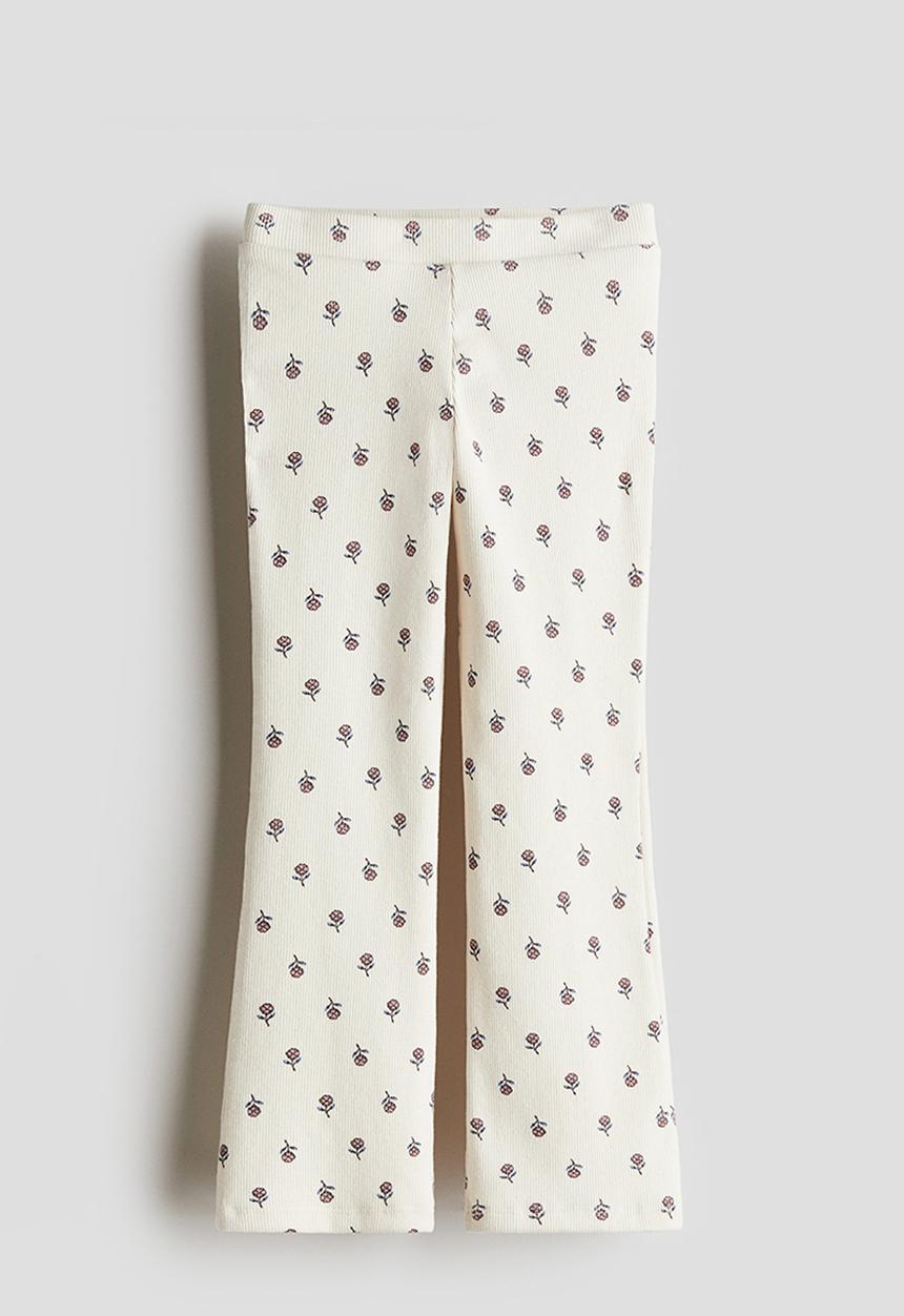 H&M - Flared leggings - cream/floral