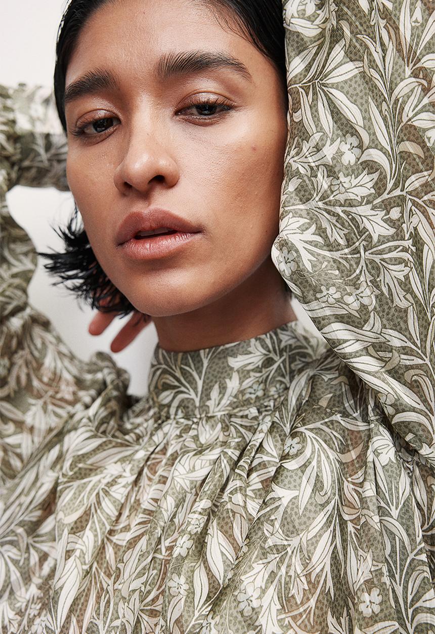 H&M - Patterned blouse - khaki green patterned