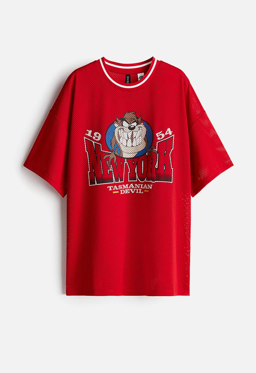 H&M - Oversized printed t-shirt - red looney tunes