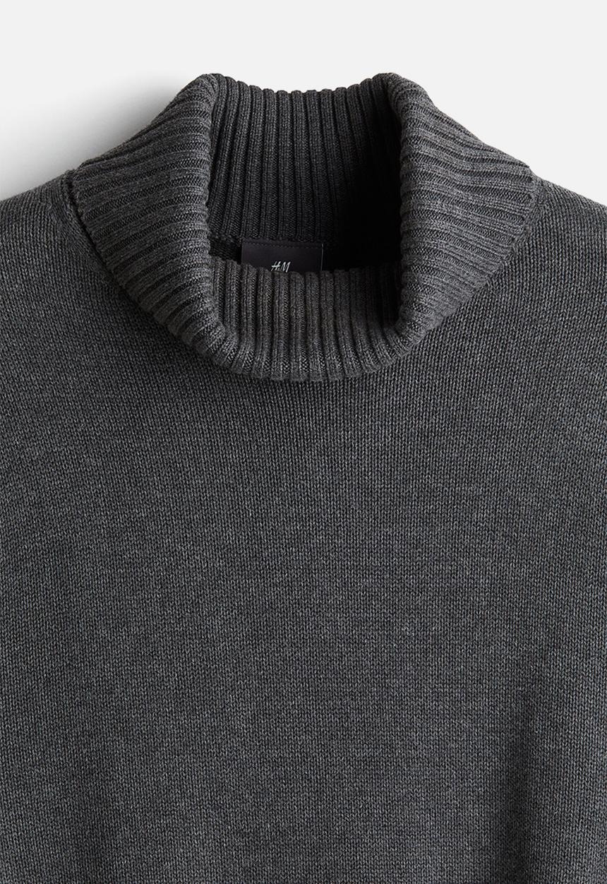 H&M - Cotton-blend turtleneck jumper - dark grey