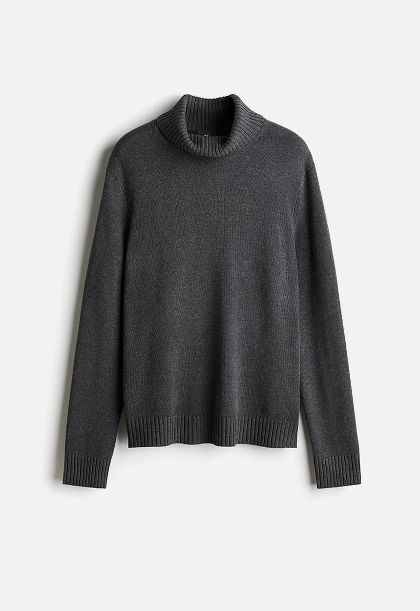 H&M - Cotton-blend turtleneck jumper - dark grey