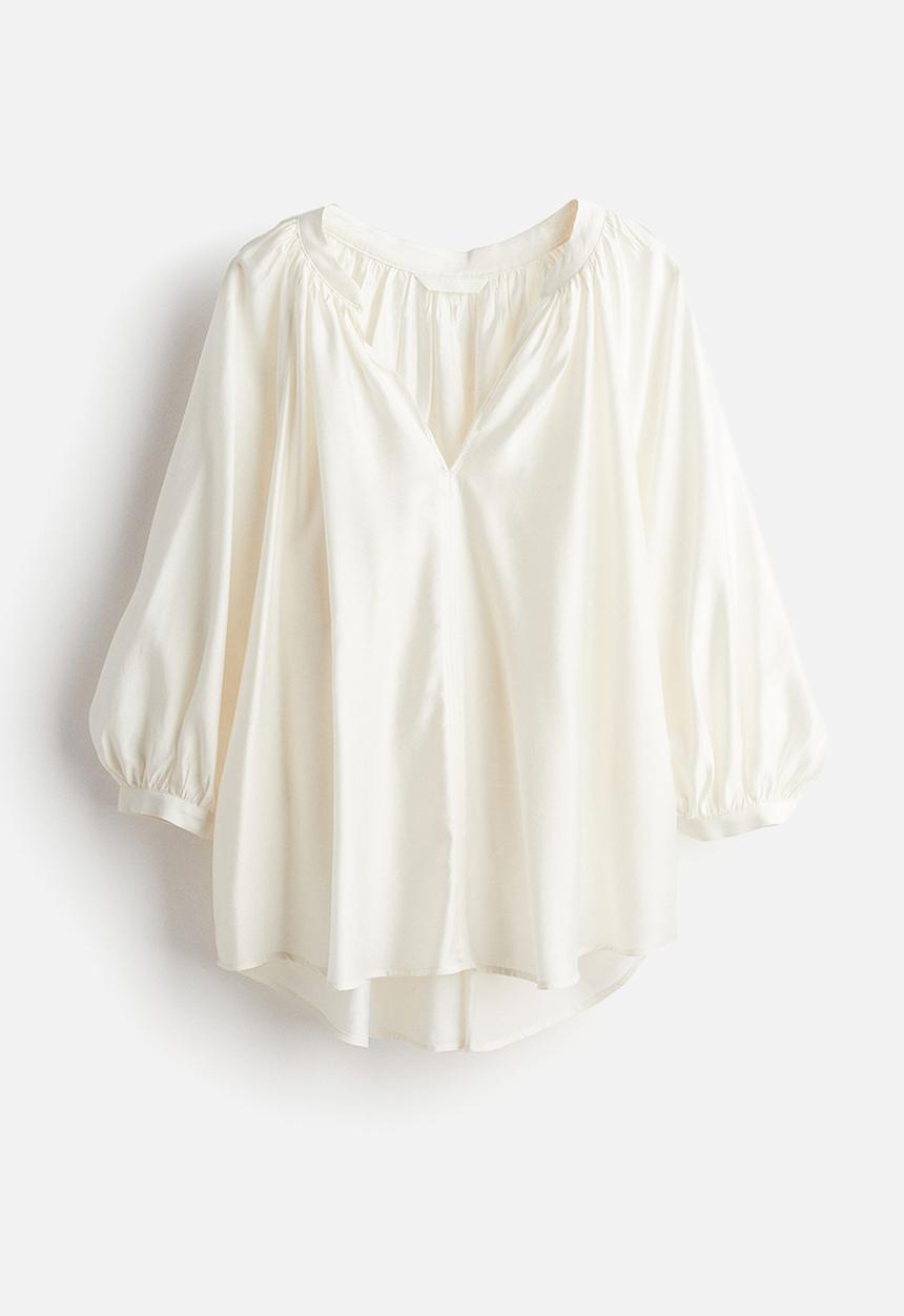 H&M - Balloon-sleeved blouse - cream
