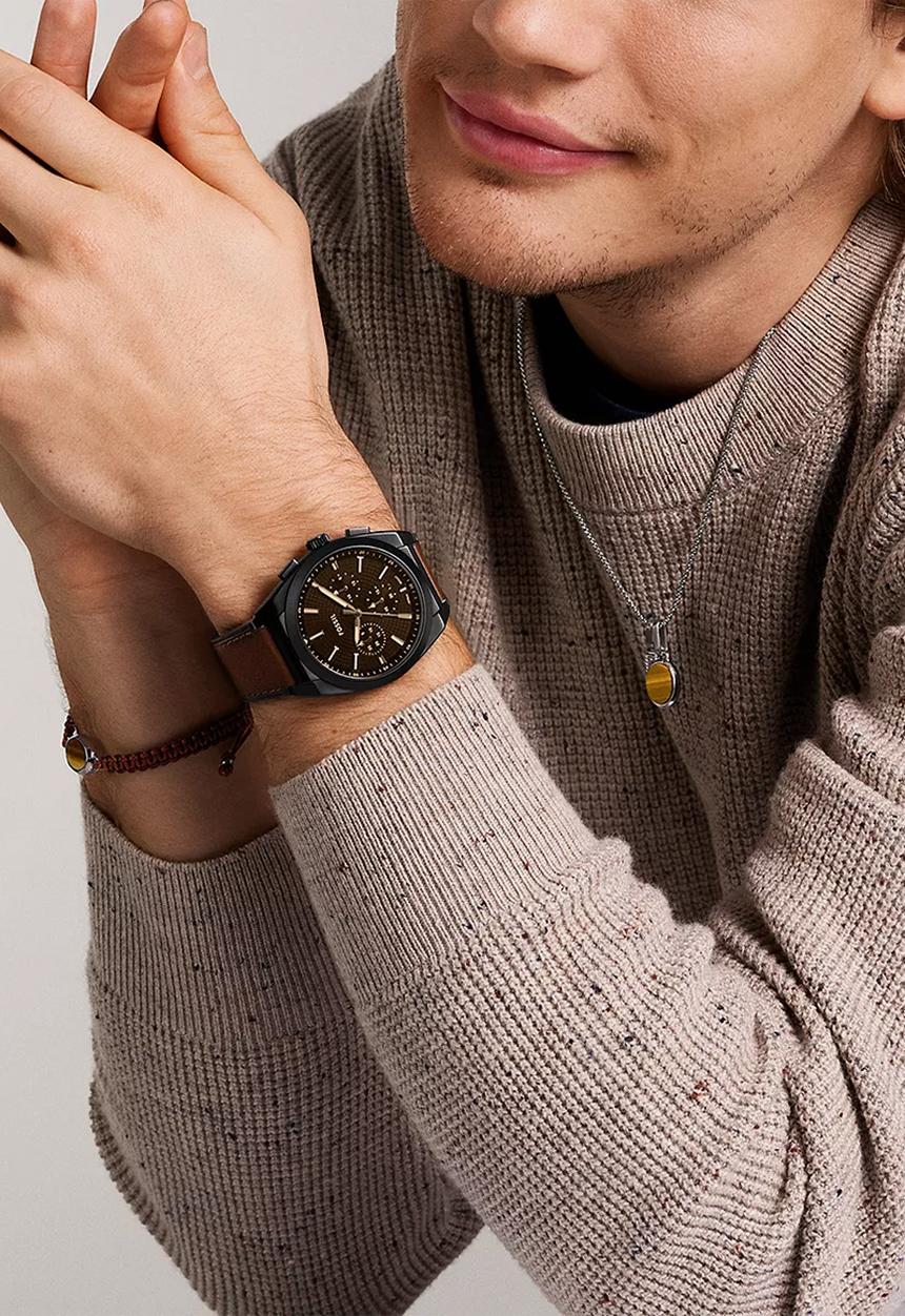Fossil - Everett Chronograph Leather Watch - Brown