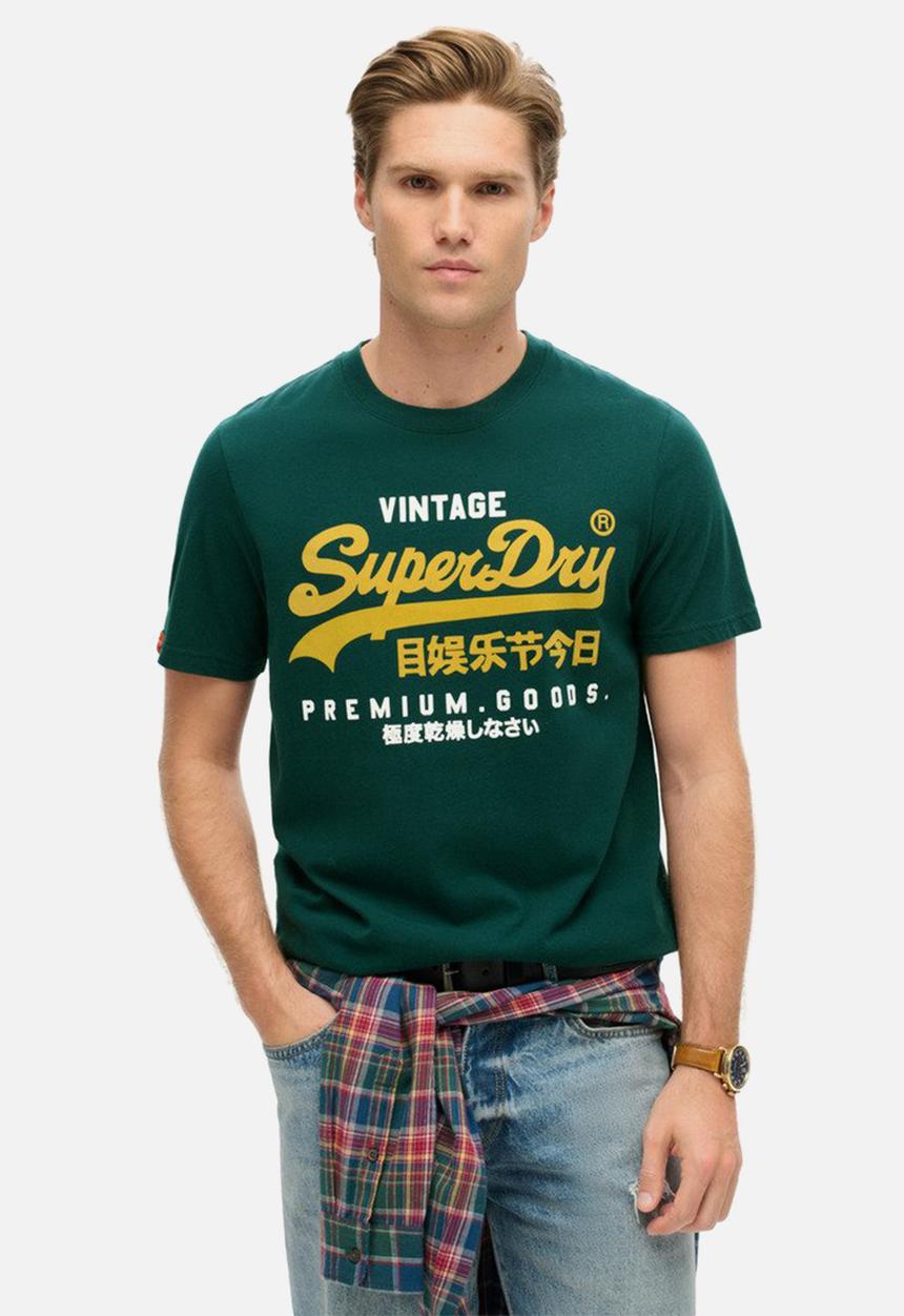 Superdry. - Duo Vintage Logo T-shirt - Dark Pine Green