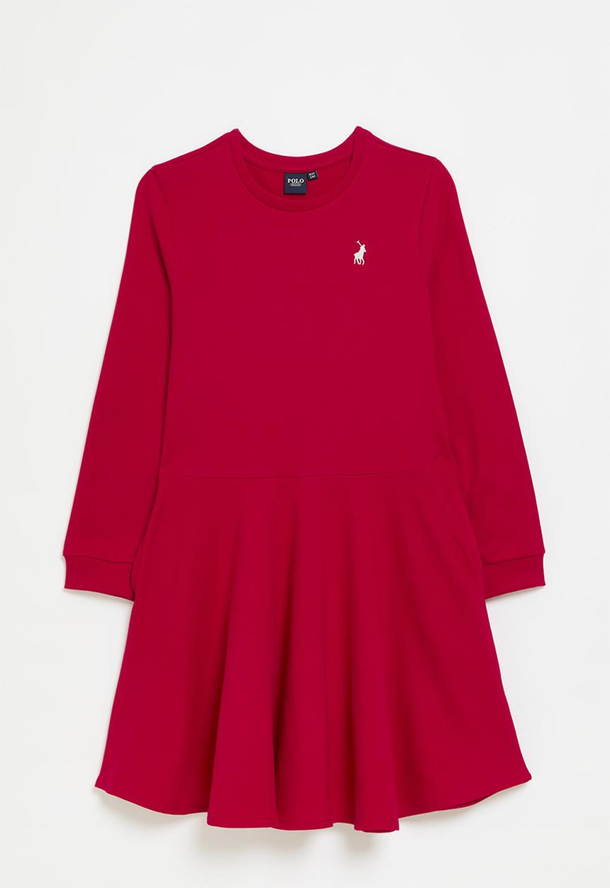 POLO - Girls harper long sleeve dress - red