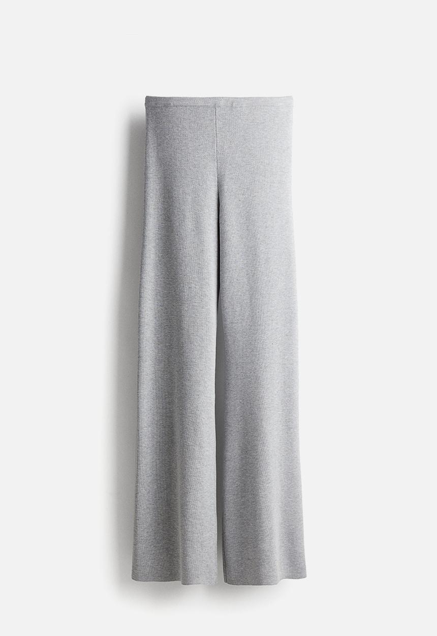H&M - Fine-knit trousers - light grey marl