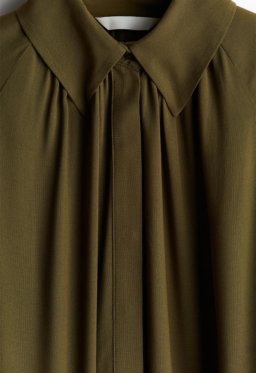 H&M - Midi shirt dress - dark khaki green